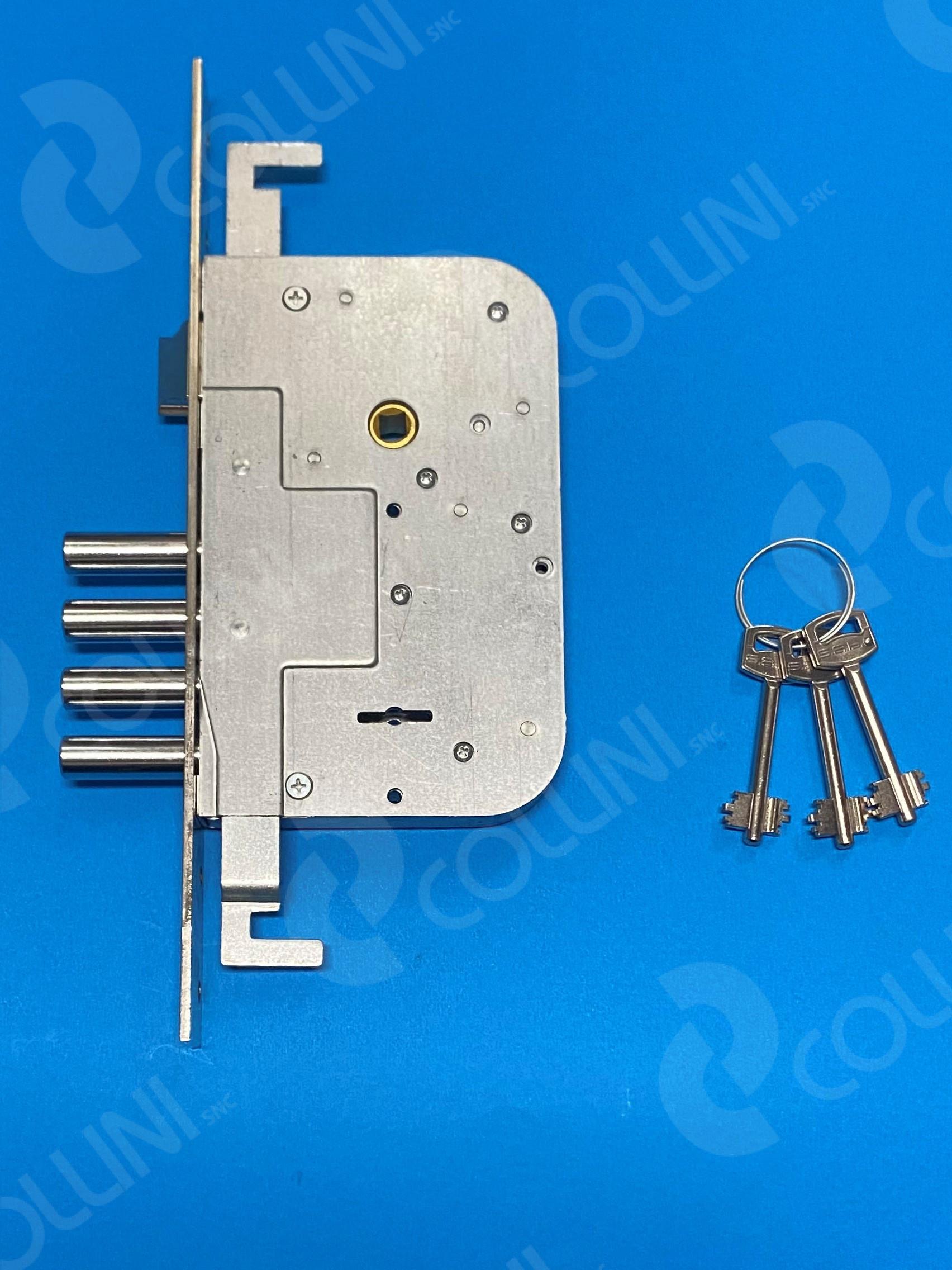 SERRATURA DA INFILARE TRIPLICE 4 PISTONI + SCROCCO